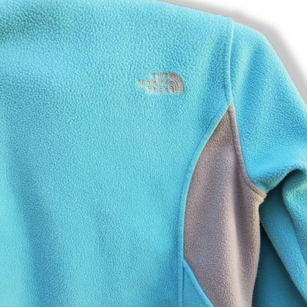THE NORTH FACE Full Zipper Fleece Jacket Girls M 10 12 Front Back Logo Blue